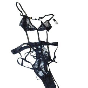 Mapale Size  S/M Black Two in One Babydoll and Teddy Lingerie NWT